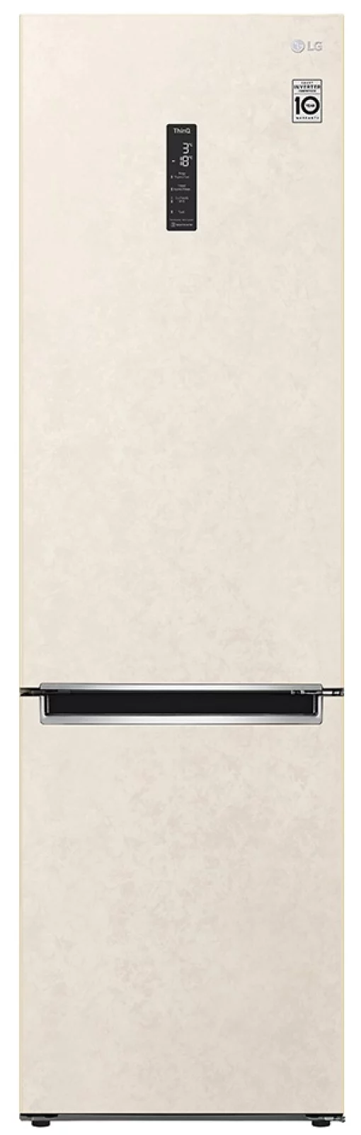 Холодильник LG з нижн. мороз., 203x60х68, холод.відд.-277л, мороз.відд.-107л, 2дв., А++, NF, інв., диспл зовн., зона св-ті, бежевий