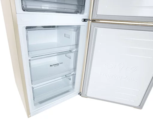 Холодильник LG з нижн. мороз., 203x60х68, холод.відд.-277л, мороз.відд.-107л, 2дв., А++, NF, інв., диспл зовн., зона св-ті, бежевий