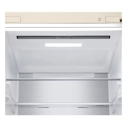 Холодильник LG з нижн. мороз., 203x60х68, холод.відд.-277л, мороз.відд.-107л, 2дв., А++, NF, інв., диспл зовн., зона св-ті, Metal Fresh, бежевий