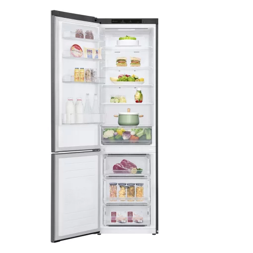 Холодильник LG з нижн. мороз., 203x60х68, холод.відд.-277л, мороз.відд.-107л, 2дв., А+, NF, інв., диспл внутр., зона св-ті, сірий темний