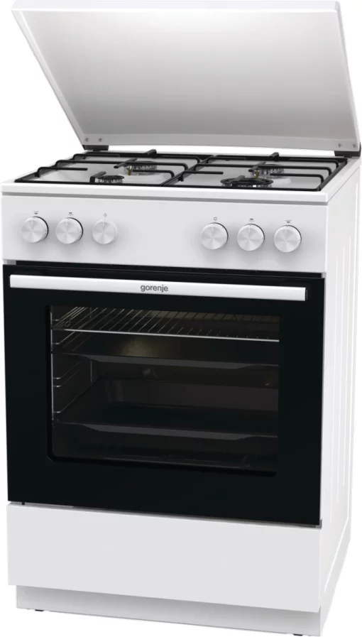 Плита Gorenje  газова, 72л, 60x60см, емальовані, з кришкою, білий