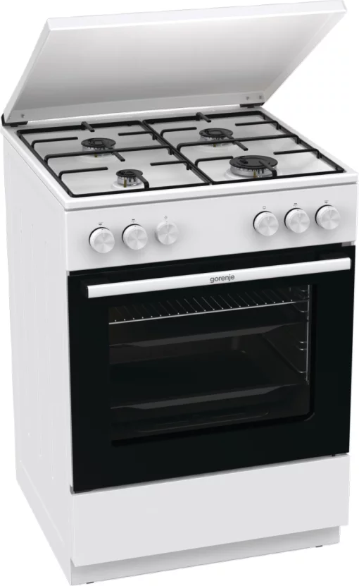 Плита Gorenje  газова, 72л, 60x60см, емальовані, з кришкою, білий