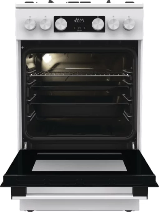 Плита Gorenje газова, 67л, 50x60см, дисплей, IconLed, чавун, білий