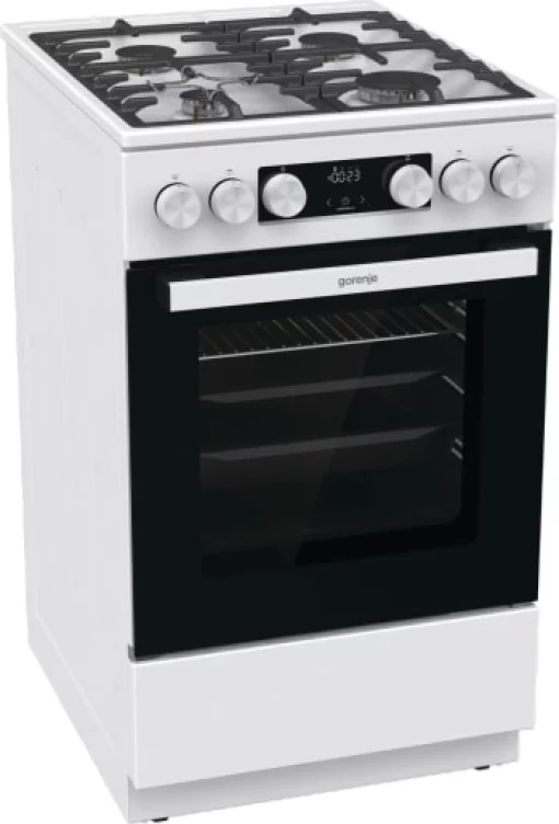 Плита Gorenje газова, 67л, 50x60см, дисплей, IconLed, чавун, білий