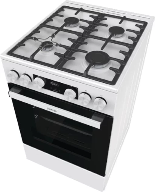 Плита Gorenje газова, 67л, 50x60см, дисплей, IconLed, чавун, білий