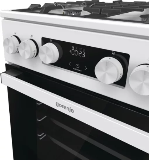 Плита Gorenje газова, 67л, 50x60см, дисплей, IconLed, чавун, білий