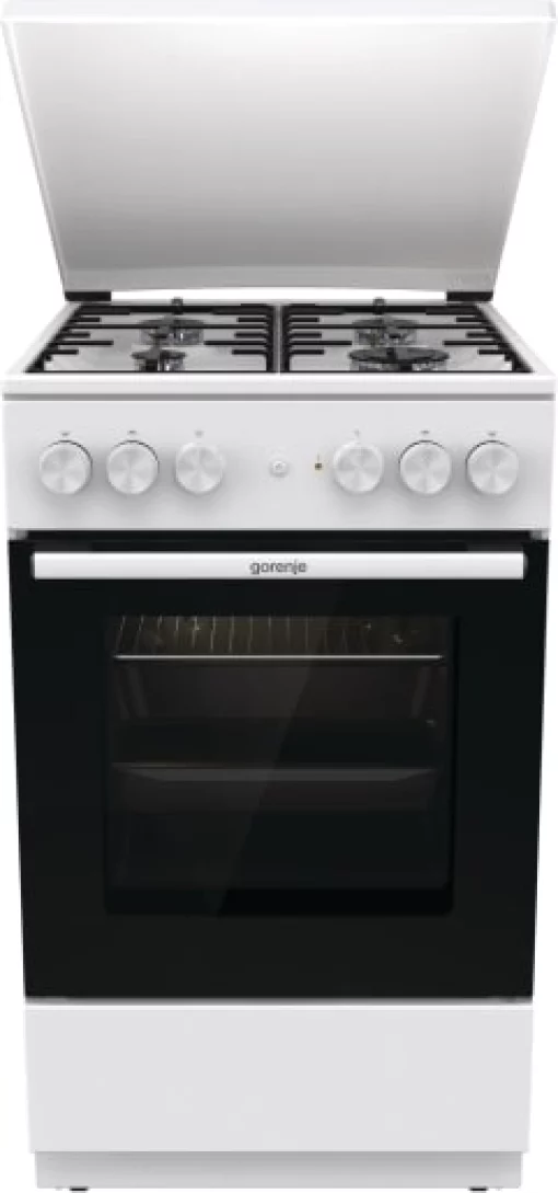 Плита Gorenje комбінована, 68л, 50x60см, емальовані реш, з кришкою, білий