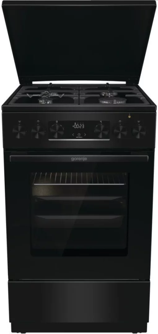 Плита Gorenje комбінована, 70л, 50x60см, дисплей, чавун, чорний