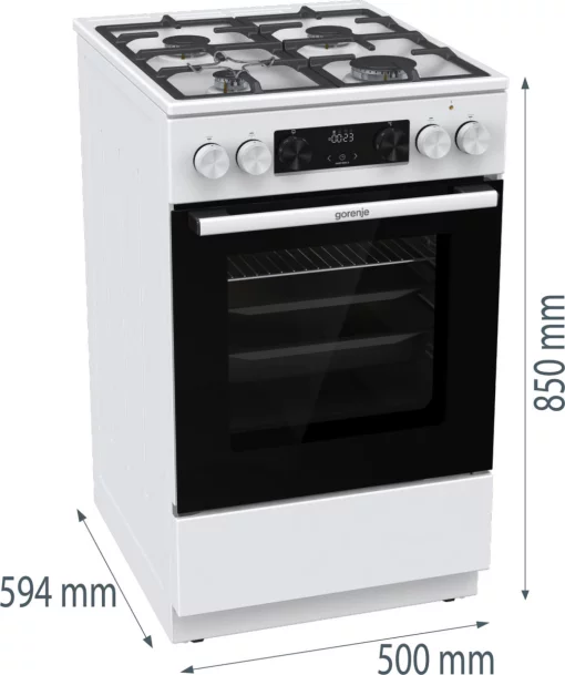 Плита Gorenje комбінована, 70л, 50x60см, дисплей, IconLed, чавун, білий