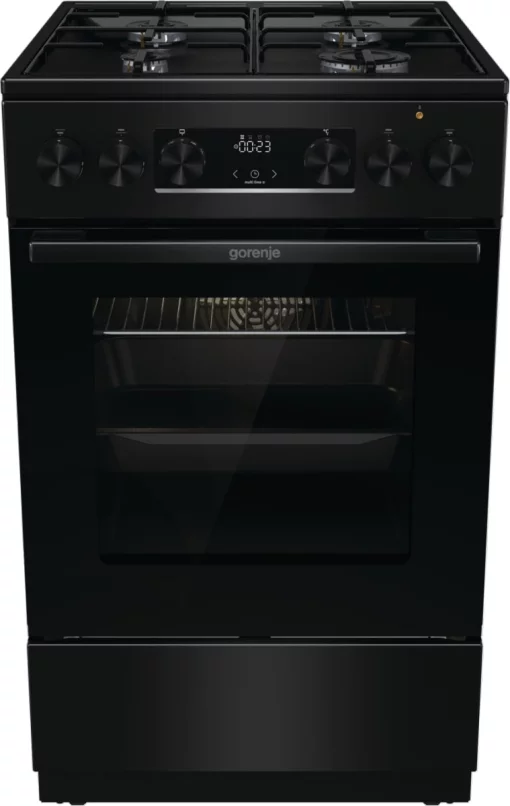 Плита Gorenje комбінована, 62л, 50x60см, дисплей, IconLed, емальовані, чорний 