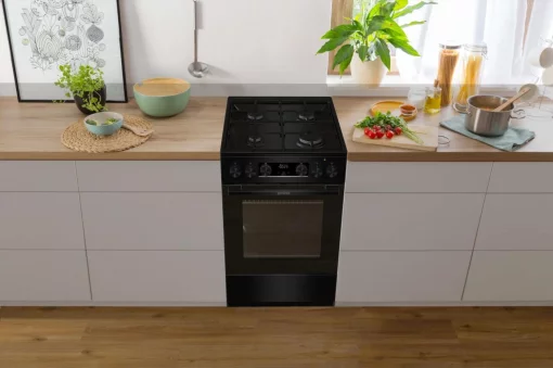 Плита Gorenje комбінована, 62л, 50x60см, дисплей, IconLed, емальовані, чорний 