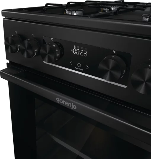 Плита Gorenje комбінована, 62л, 50x60см, дисплей, IconLed, емальовані, чорний 