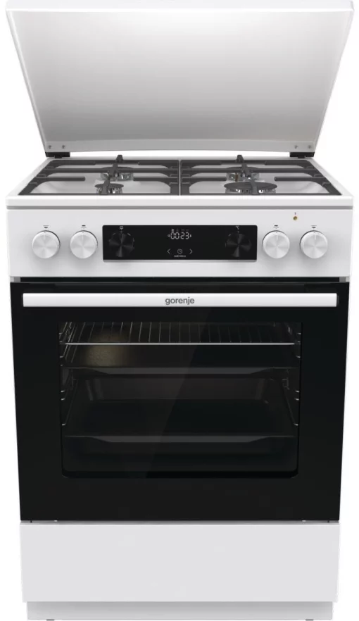 Плита Gorenje комбінована, 71л, 60x60см, дисплей, IconLed, чавун, білий