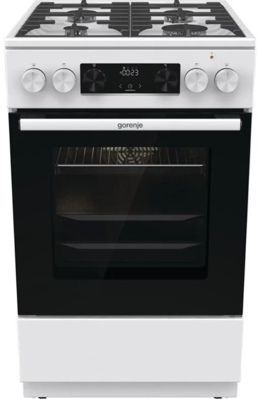 Плита Gorenje комбінована, 70л, 50x60см, дисплей, чавун, білий