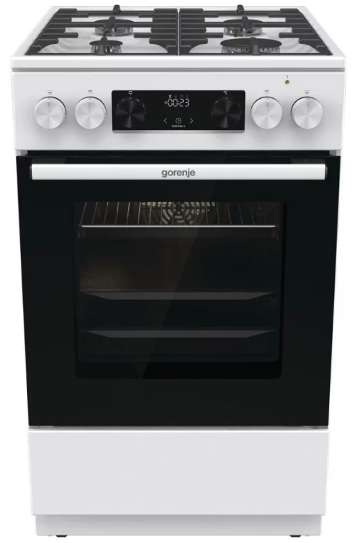 Плита Gorenje комбінована, 70л, 50x60см, дисплей, чавун, білий