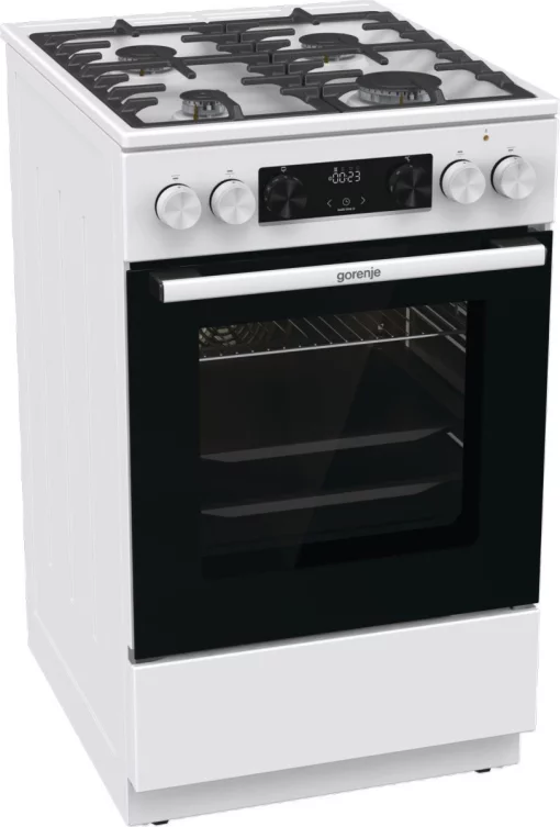 Плита Gorenje комбінована, 70л, 50x60см, дисплей, чавун, білий