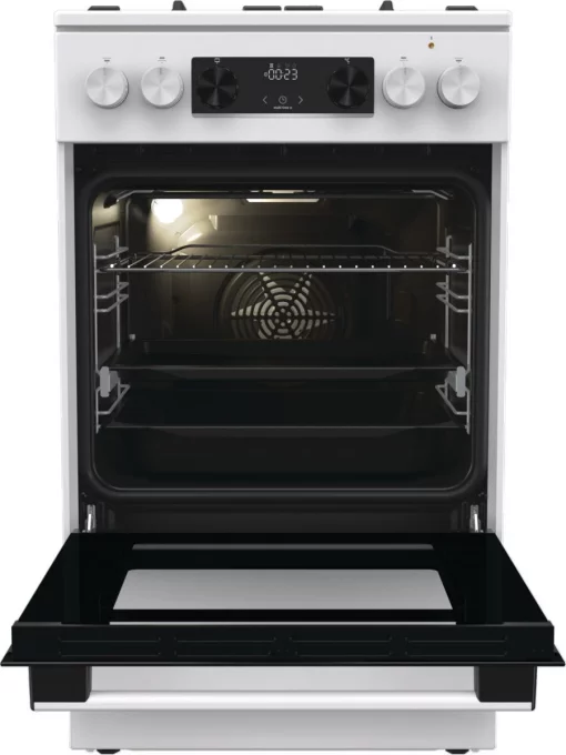 Плита Gorenje комбінована, 70л, 50x60см, дисплей, чавун, білий