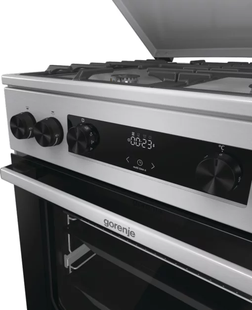 Плита Gorenje комбінована, 71л, 60x60см, дисплей, чавун,з кришкою, програматор IconLed,нерж