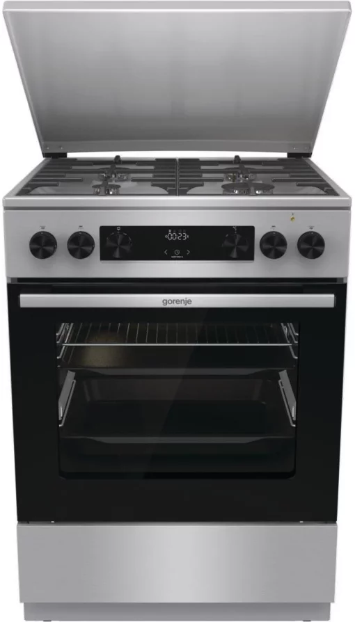 Плита Gorenje комбінована, 71л, 60x60см, дисплей, чавун,з кришкою, програматор IconLed,нерж