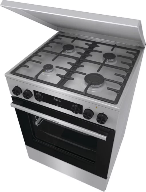 Плита Gorenje комбінована, 71л, 60x60см, дисплей, чавун,з кришкою, програматор IconLed,нерж