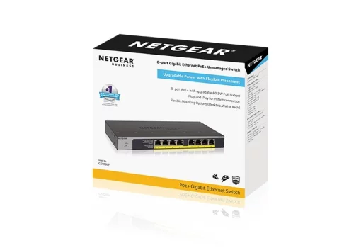 Комутатор NETGEAR GS108LP 8xGE PoE, 60Вт, Некерований