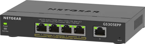 Комутатор NETGEAR GS305EPP 5xGE (4xPoE), 120Вт, WebSmart