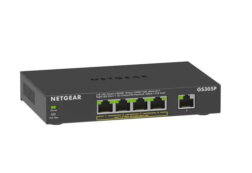 Комутатор NETGEAR GS305P 5xGE (4xPoE), 63Вт, Некерований