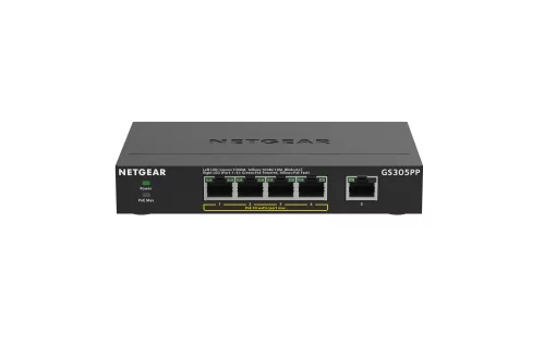 Комутатор NETGEAR GS305PP 5xGE (4xPoE), 83Вт, Некерований