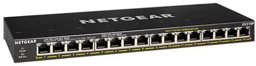 Комутатор NETGEAR GS316P 16xGE PoE, 115Вт, Некерований