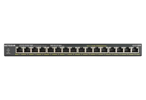Комутатор NETGEAR GS316PP 16xGE PoE, 183Вт, Некерований