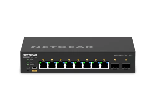 Комутатор NETGEAR M4250-8G2XF-PoE+ (GSM4210PX), 8xGE PoE, 2xSFP+, 220Вт, AV Line, Керований L2