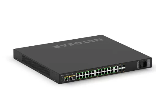 Комутатор NETGEAR M4250-26G4XF-PoE+ (GSM4230PX), 24x1GE PoE+ (480Вт), 2x1GE, 4xSFP+, AV Line керований L2