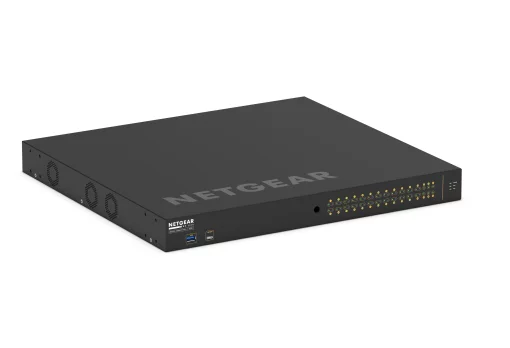 Комутатор NETGEAR M4250-26G4XF-PoE+ (GSM4230PX), 24x1GE PoE+ (480Вт), 2x1GE, 4xSFP+, AV Line керований L2