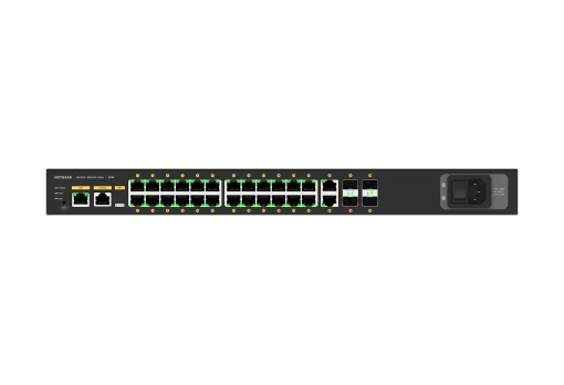 Комутатор NETGEAR M4250-26G4XF-PoE+ (GSM4230PX), 24x1GE PoE+ (480Вт), 2x1GE, 4xSFP+, AV Line керований L2