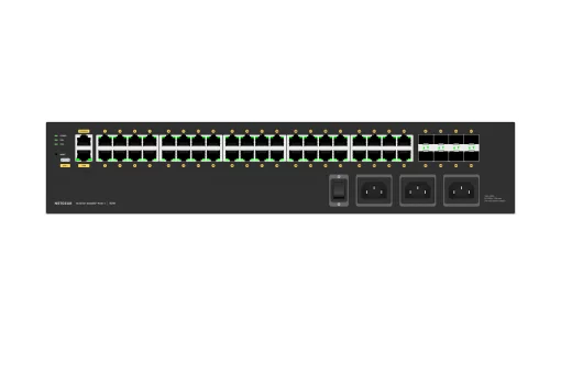 Комутатор NETGEAR M4250-40G8XF-PoE++ (GSM4248UX), 40x1GE Ultra90 PoE++ (2880Вт), 8xSFP+, AV Line керований L2