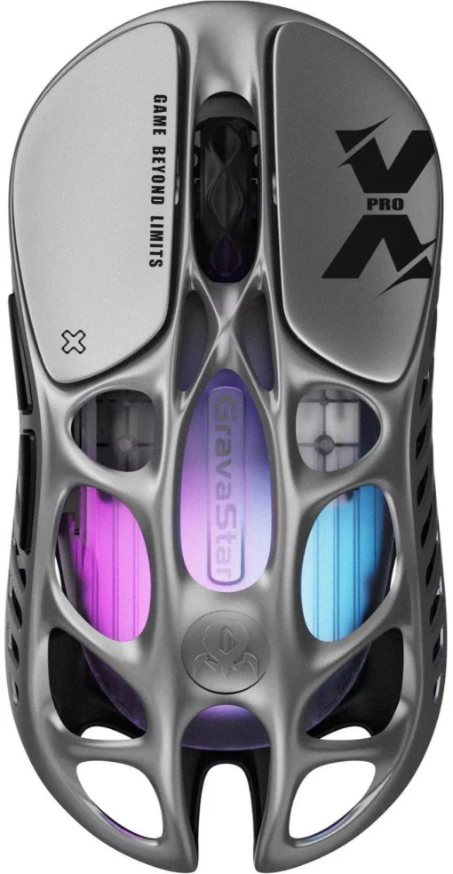 Миша GravaStar Mercury X Pro, 8K, BT/WL/USB-A, RGB, сірий