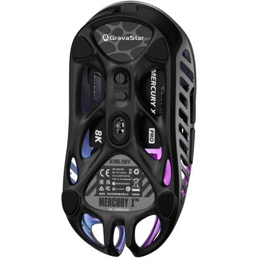 Миша GravaStar Mercury X Pro, 8K, BT/WL/USB-A, RGB, сірий