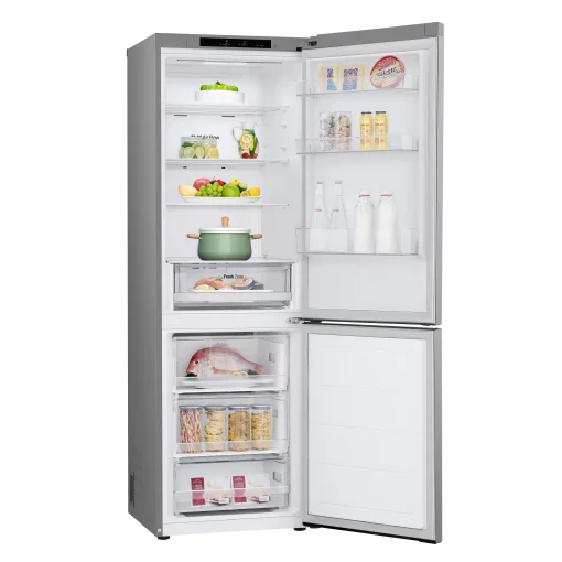 Холодильник LG з нижн. мороз., 186x60х68, холод.відд.-234л, мороз.відд.-107л, 2дв., А++, NF, інв., диспл внутр., зона св-ті, сріблястий