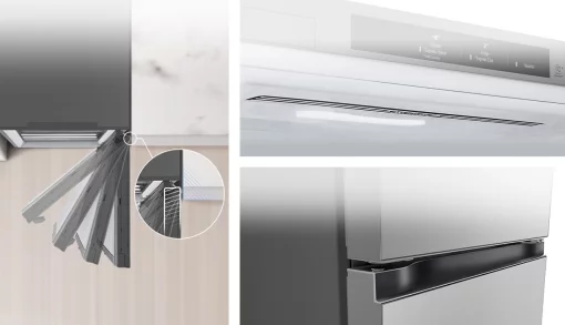 Холодильник LG з нижн. мороз., 186x60х68, холод.відд.-234л, мороз.відд.-107л, 2дв., А++, NF, інв., диспл внутр., зона св-ті, сріблястий