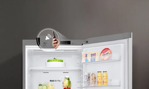 Холодильник LG з нижн. мороз., 186x60х68, холод.відд.-234л, мороз.відд.-107л, 2дв., А++, NF, інв., диспл внутр., зона св-ті, сріблястий