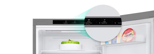 Холодильник LG з нижн. мороз., 186x60х68, холод.відд.-234л, мороз.відд.-107л, 2дв., А++, NF, інв., диспл внутр., зона св-ті, сріблястий