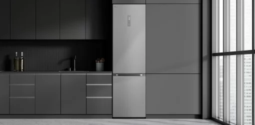 Холодильник LG з нижн. мороз., 203x60х68, холод.відд.-277л, мороз.відд.-107л, 2дв., А++, NF, інв., диспл зовн., Fresh Сonverter, Metal Fresh, сріблястий