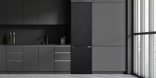 Холодильник LG з нижн. мороз., 203x60х68, холод.відд.-277л, мороз.відд.-107л, 2дв., А++, NF, інв., диспл внутр., Fresh Сonverter, Metal Fresh, чорний