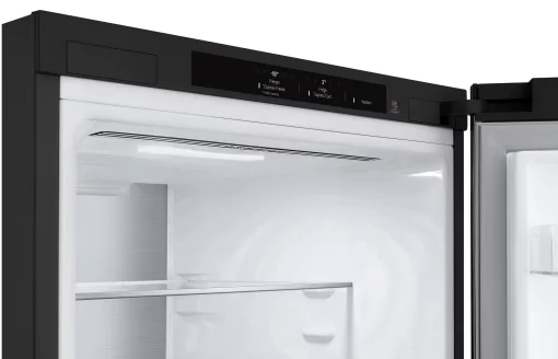 Холодильник LG з нижн. мороз., 203x60х68, холод.відд.-277л, мороз.відд.-107л, 2дв., А++, NF, інв., диспл внутр., Fresh Сonverter, Metal Fresh, чорний