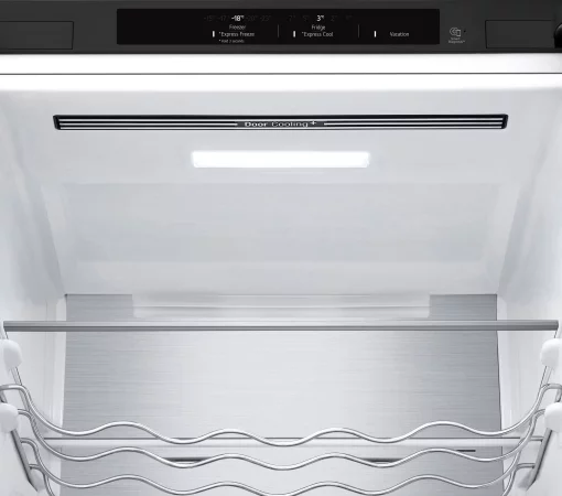 Холодильник LG з нижн. мороз., 203x60х68, холод.відд.-277л, мороз.відд.-107л, 2дв., А++, NF, інв., диспл внутр., Fresh Сonverter, Metal Fresh, чорний