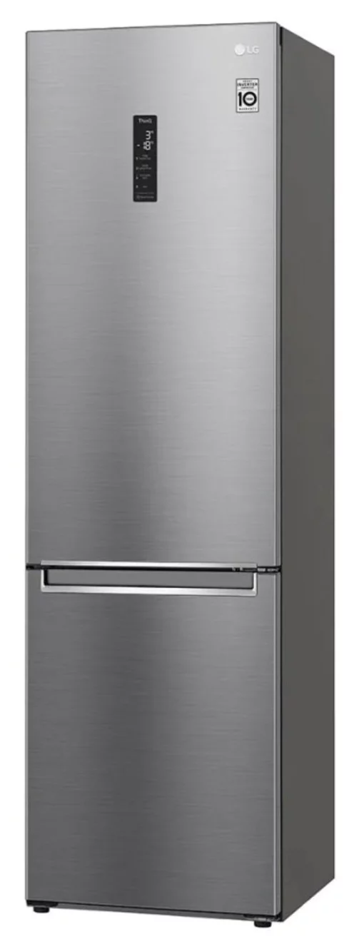 Холодильник LG з нижн. мороз., 203x60х68, холод.відд.-277л, мороз.відд.-107л, 2дв., А++, NF, інв., диспл зовн., Fresh Сonverter, Metal Fresh, сріблястий