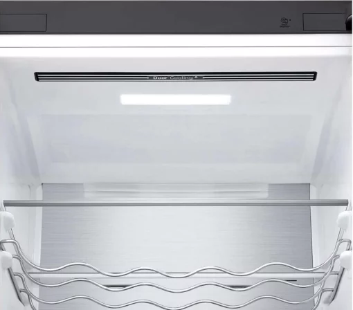 Холодильник LG з нижн. мороз., 203x60х68, холод.відд.-277л, мороз.відд.-107л, 2дв., А++, NF, інв., диспл зовн., Fresh Сonverter, Metal Fresh, сріблястий