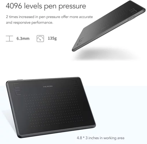 Графічний планшет Huion 4.8"x3" H430P, microUSB, чорний