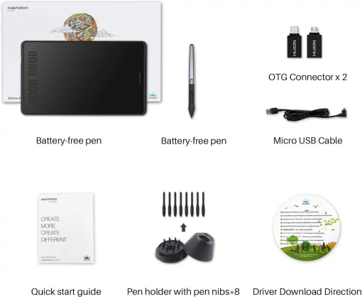 Графічний планшет Huion 8.7"x5.4" H950P, microUSB, чорний