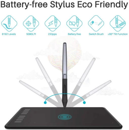 Графічний планшет Huion 8.7"x5.4" H950P, microUSB, чорний